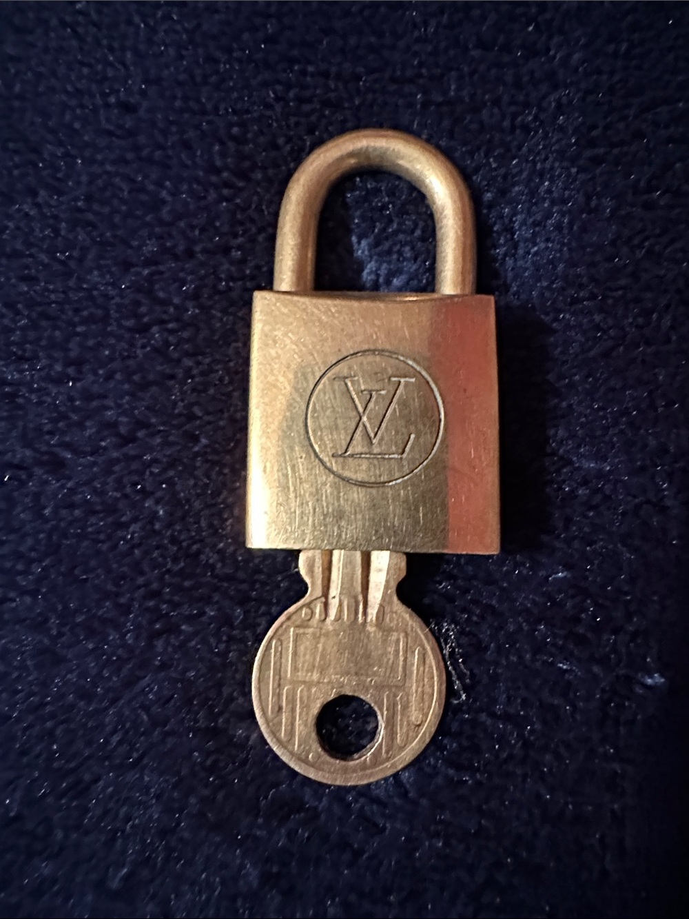 Rare Louis Vuitton Brass Gold Tone Padlock with Matching Key #220 Series